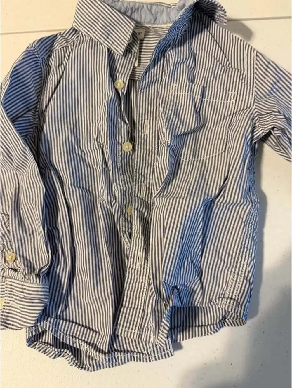 Carter's 2T Blue and White Striped Button-Down Shirt
